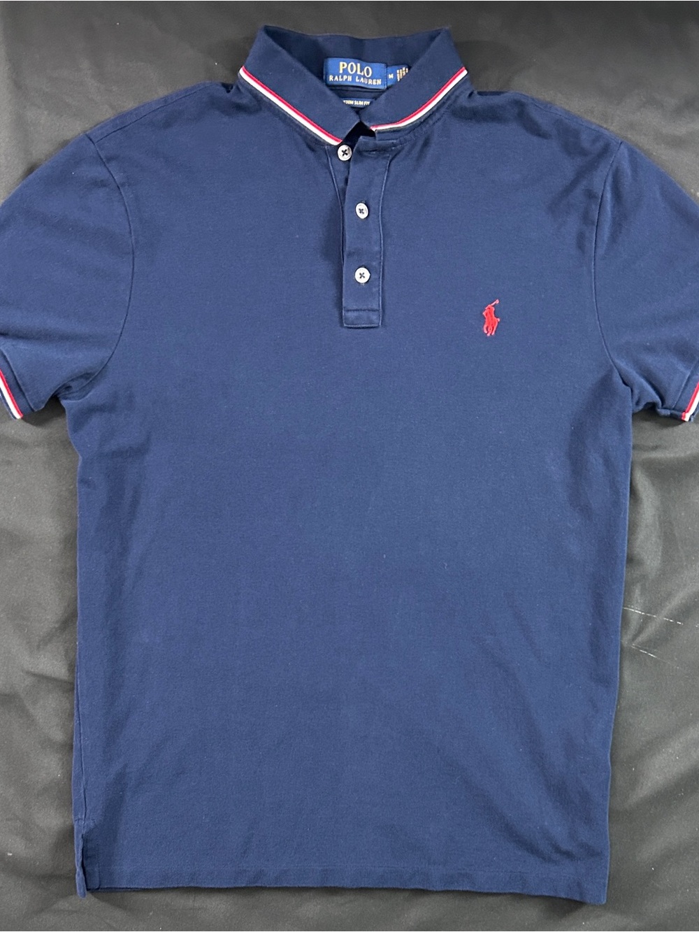 Polo Ralph Lauren Custom Slim Fit Navy Tipped Polo Shirt Men's M